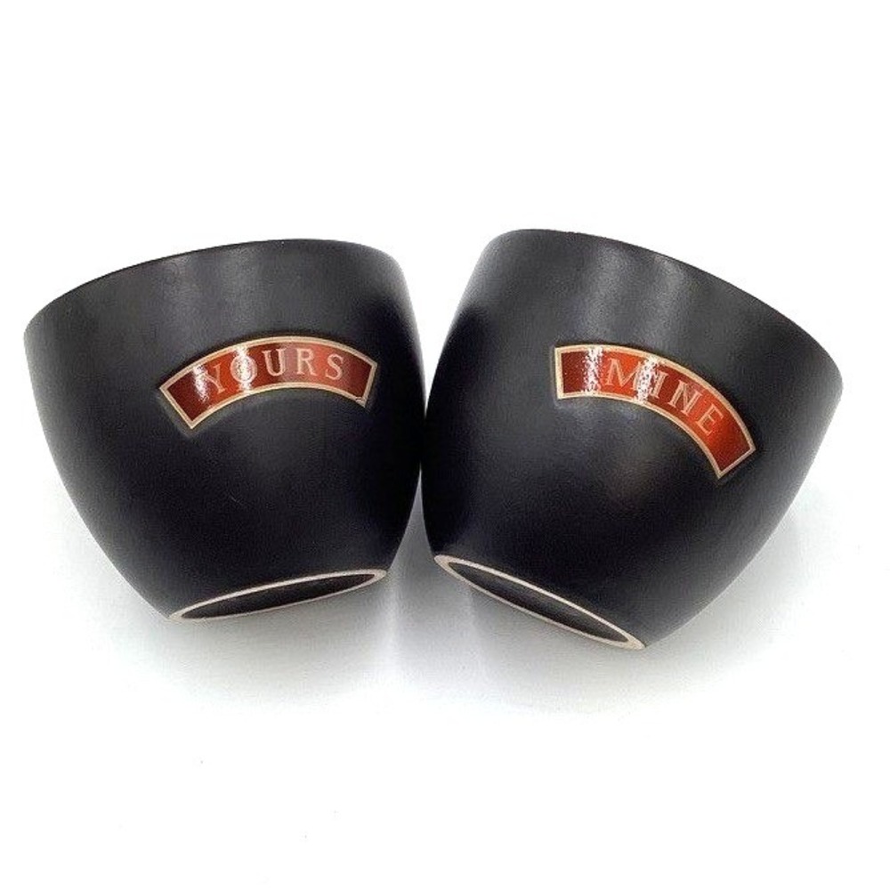 Baileys‎ Irish Cream Yours & Mine Black Ceramic Tumbler Cups Set of 2 Barware